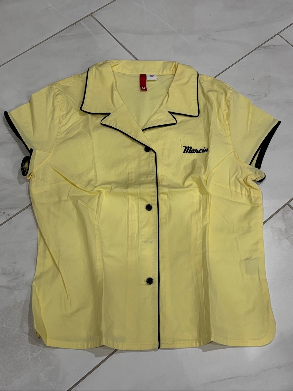 H&M Short Sleeve Yellow Top with Black Trim